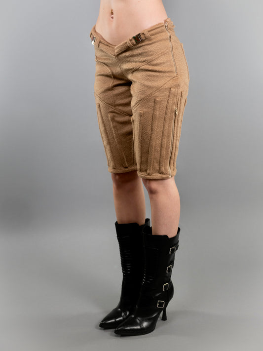 "UNIFORM" CAMEL WOOL SHORTS